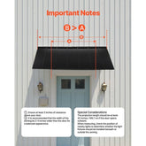 Window Awning Door Canopy 80x36 inch Outdoor Steel Front Door Awning Anti Rust